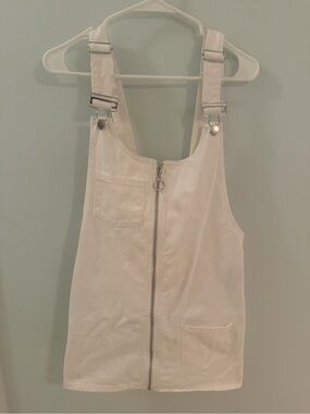Forever 21 White Zip-Front Pinafore
